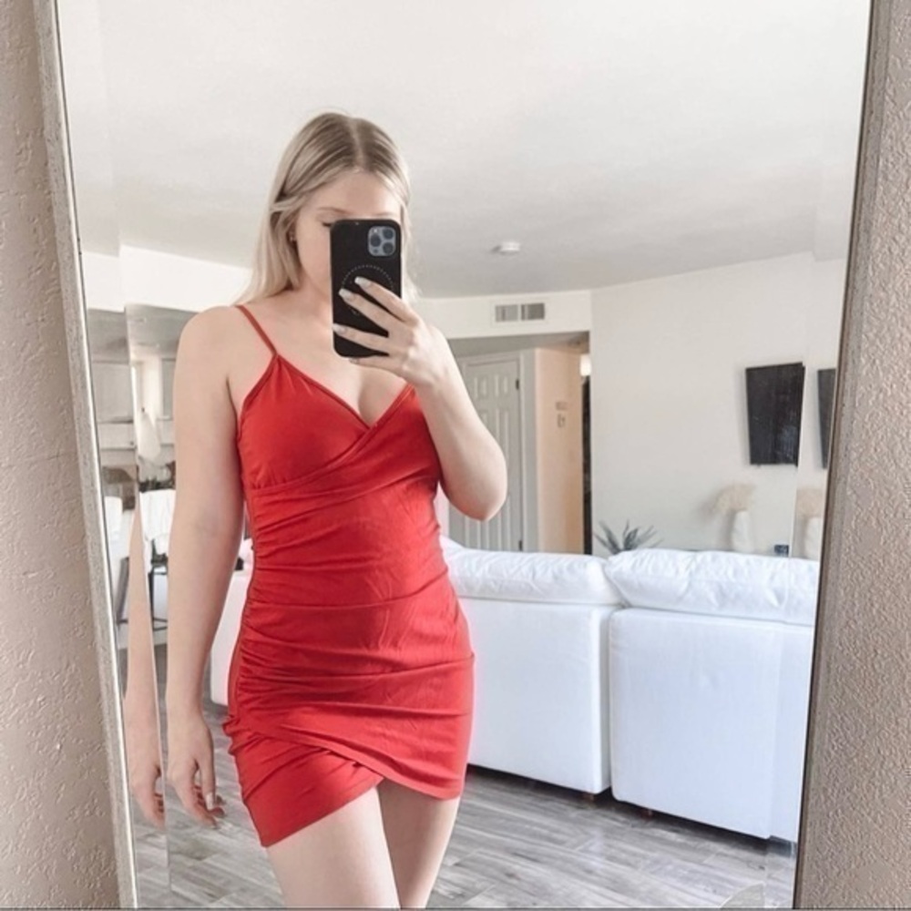 Revolve by the way Red Mini Crossover Dress Cotton Blend Size Small